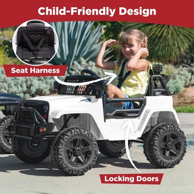White 12V Kids Ride-On Truck with Remote Control