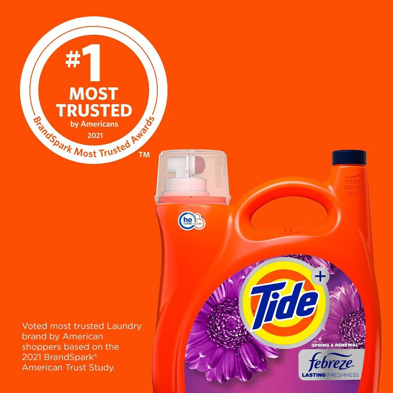 Tide Plus Febreze High Efficiency Liquid Laundry Detergent - Spring & Renewal, 5 of 10