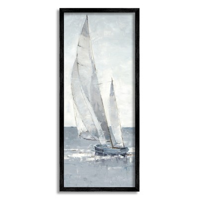 Stupell Industries Grey Sailboat Nautical Abstraction Framed Giclee Art