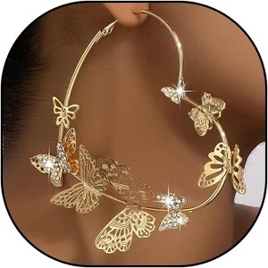 Large Butterfly Huggie Earrings: Big Hoop Dangle Drop Jewelry for Women, Dress Accessories Gift - 1 of 4