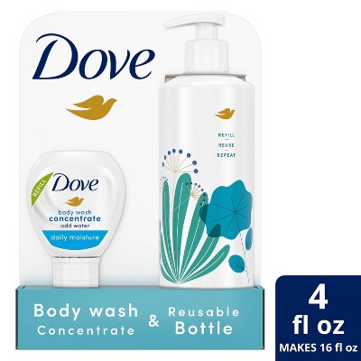 Dove Beauty Daily Moisture Body Wash Refill Concentrate & Reusable Bottle - 4 fl oz