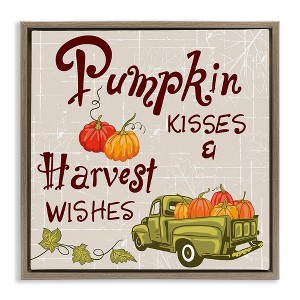 Stupell Industries Farmhouse Pumpkin Kisses Black Floater Framed Canvas Wall Art - 1 of 4