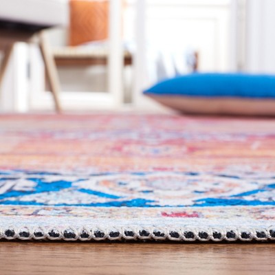 Serapi 5'3" x 7'7" Rust and Navy Hand-Knotted Washable Area Rug
