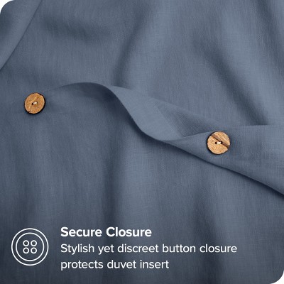 Indigo Full/Queen Linen Duvet Cover Set with Pillow Shams
