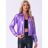 INSPIRE CHIC Women's Holographic Shiny Long Sleeve Metallic Zip Front Track Jacket - 2 of 4