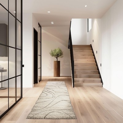 Carolyn Off-White Abstract Shag 5' x 8' Area Rug