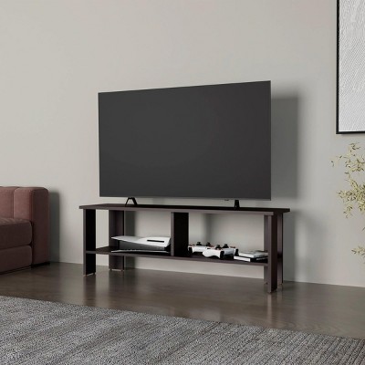 INFURNIC TV Stands and Consoles Stained Walnut TV Stand with Open Shelves for Storage and Display, Black, 47.3"*12.2"*16.6"