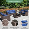 5-Piece Outdoor Patio Furniture Set with 7-Seating Capacity - All-Weather Wicker Sectional Sofa with Tempered Glass Coffee Table & Premium Cushions - - 4 of 4