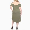 Plus Size Casual Scoop Neck Flutter Sleeve Knee Length Dress -White Mark - 3 of 4