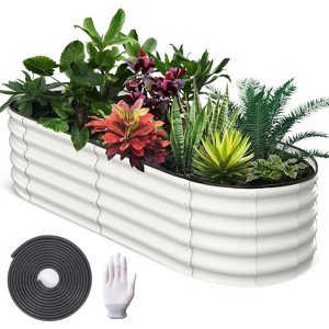 Oval/Round Raised Garden Bed – Large Wave-Shaped Outdoor Planter Box, Galvanized Steel, Open-Ended Base, Spacious Elevated Planter for Gardening - 1 of 4
