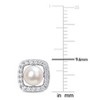 EVERLY JEWELRY | 10k White Gold 6 - 6.5 MM Cultured Freshwater Pearl and 3/8 CT TGW Created White Sapphire Halo Stud Earrings - 3 of 4