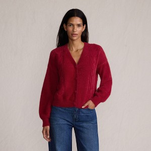 Lands' End Women's Fuzzy Eyelash Cable Cardigan Sweater - 1 of 4