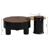 INFURNIC Coffee Tables Round Nesting Coffee Table Set with Storage Drawer and Black Plastic Base for Living Room, Black, 20.87"*14.17"*19.88" - 2 of 4