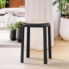 LeisureMod Tresse Stackable Dining Stool – Mid-Century Modern Round Backless Wicker-Top Seat Indoor Outdoor Use for Kitchen, Patio, Garden Set of 2 - 2 of 4