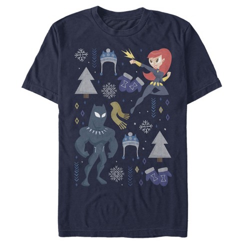 Men's Marvel Christmas Black Widow  & Panther T-Shirt - image 1 of 4