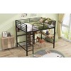 Vynxaria Full Size Metal & Wood Loft Bed with L -shaped desk and shelves, Black and Brown - 4 of 4