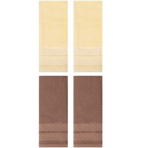REGALWOVEN Geometry Pattern Cotton Soft Decorative Hand Towels for Bathroom 4 Pcs - 1 of 4