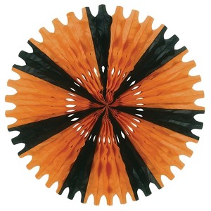 Beistle 25" Tissue Fan Orange/Black 4/Pack 55293-OB - 1 of 1