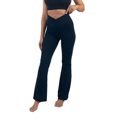 Alpine Swiss Leila Womens Flare Leggings High Waisted Crossover V Waist Buttery Soft Tummy Control Yoga Pants Not See Through Workout Bootcut Tights