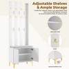 Luxury 4-in-1 Hall Tree with Cushion, 8 Gold Hooks, Entryway Bench with Adjustable Shelves, with Adjustable Shelves, White, Bldjustable Shelves, White - 2 of 3