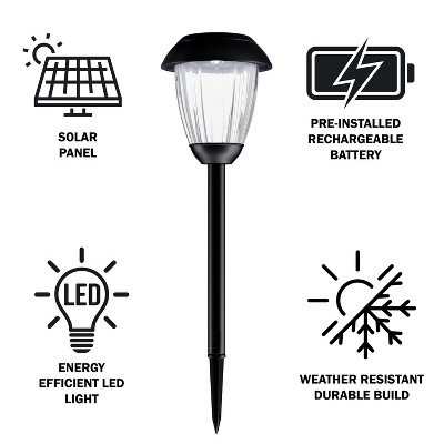 Set of 8 Black Stainless Steel Solar Pathway Lights