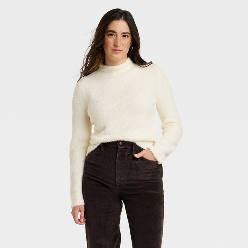 Women's Fuzzy Mock Turtleneck Pullover Sweater - Universal Thread