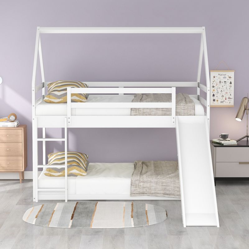 Twin over Twin House Bunk Bed with Slide and Ladder-ModernLuxe, 2 of 10