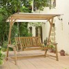 Outsunny 2 Seater Porch Swing with Canopy, Wooden Patio Swing Chair, Outdoor Swing Seat Loveseat - 3 of 4