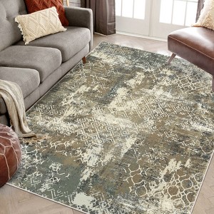 Indoor Soft Modern Abstract Area Rugs Machine Washable Low Pile Non Slip Foldable Carpet for Living Room Bedroom Easy Care Room Decor - 1 of 4