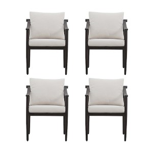 New Classic Furniture,Moana Metal Patio Side Chair in Brown/Ivory (Set of 4) - 1 of 4
