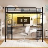 WOWLIVE Twin Size Loft Bed with Desk, Metal Frame Loft Bed with 2 Storage Drawers, LED Light and Charging Station - 2 of 4