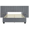 XIYUYEU Full/Queen Upholstered Platform Bed Frame with Oversized Velvet Headboard and 2 Shelves,Wood Slats Support,No Box Spring Needed,Easy Assembly - 3 of 4