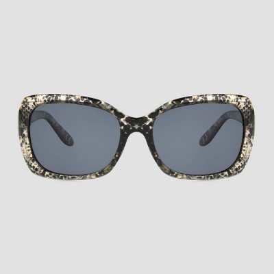 Women's Snakeskin Print Square Plastic Sunglasses - A New Day™ Black