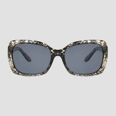 Women's Snakeskin Print Square Plastic Sunglasses - A New Day™ Black