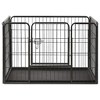 Dog Playpen Black Powder-coated steel 36.0x23.2x24.0 in Foldable vidaXL - 2 of 4