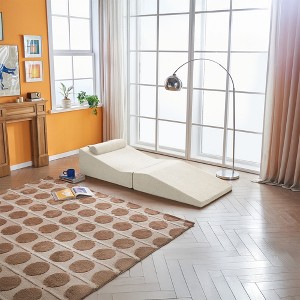 Aukfa Foldable Tatami Lounger & Sofa Bed, High-Density Sponge, Portable Floor Couch with Pillow for Living Room - 1 of 4