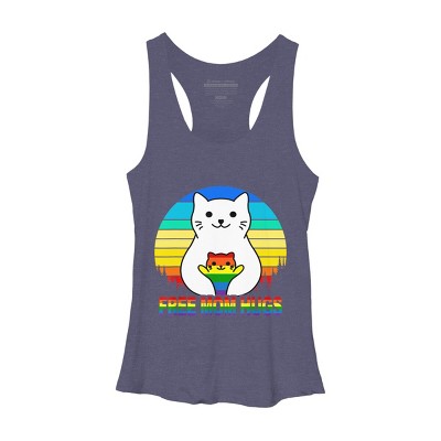 Adult Design By Humans Free Mom Cat Hugs Pride Sunrise By Avocato Racerback Tank Top