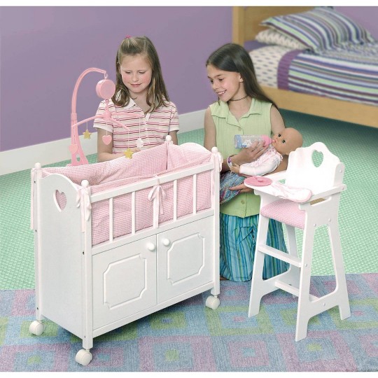 Buy Badger Basket Cabinet Doll Crib With Gingham Bedding And Free