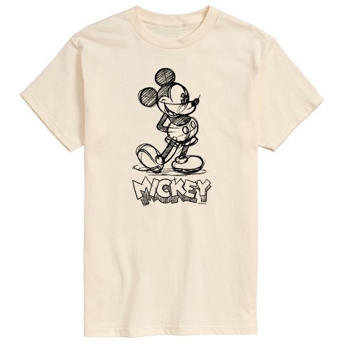 Men s Disney Mickey Mouse Classic Sketch Short Sleeve Graphic T shirt Cream 2 X large Target