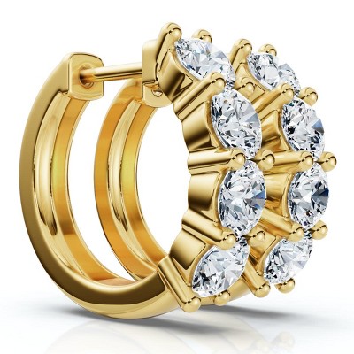 Pompeii3 2Ct Diamond Hoops Small 14k White or Yellow Gold Lab Created 5/8" Tall