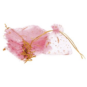 Unique Bargains Moon Star Printed Drawstring Mini Gift Candy Christmas Organza Bags 100 Pcs - 1 of 4