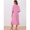 cheibear Women's Front Zipper with Pockets Maternity Long Sleep Robes - 3 of 4