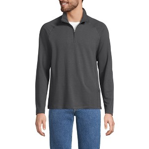 Lands' End Men's Long Sleeve Raglan Hybrid Quarter Zip - 1 of 3