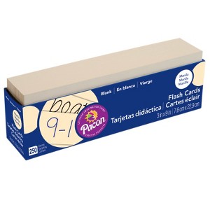 Pacon Blank Flash Card Dispenser Box, Manila, Unruled 3" x 9", 250 Cards (Case of 2) - 1 of 1