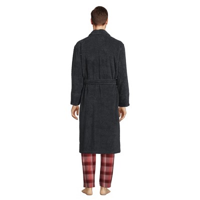 Men's Gray Cotton Terry Cloth Calf Length Robe