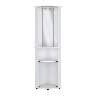HomeRoots 75" White Wood Corner Bar Cabinet With Three Shelves