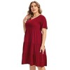 Coolmee Womens Summer Maxi Dress Plus Size Casual  Short Sleeve Ruffle Tiered V Neck Swing Long Sundress - 3 of 4