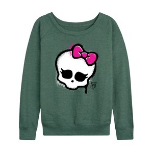Women's - Monster High - Skull Graffiti Logo Lightweight French Terry Wide Neck Long Sleeve Shirt - 1 of 4