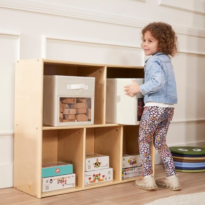 Natural Birch Lacquered 5-Compartment Storage Bookcase