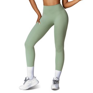 NPolar Women's High Waist Workout Leggings with 25In Inseam No Front Seam  Green Size XL - 1 of 4